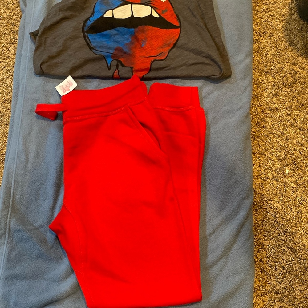 Red unisex joggers